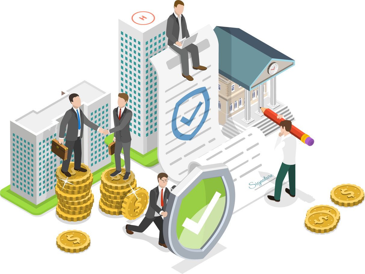 3D Isometric Flat  Conceptual Illustration of Asset Protection